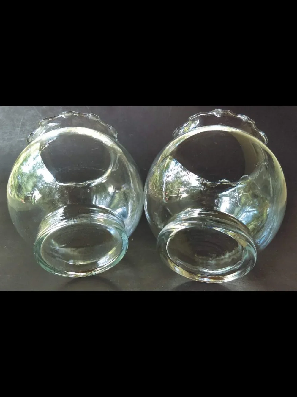 Clear Glass Ivy Bowls Ruffled Crimped Fluted Top 5